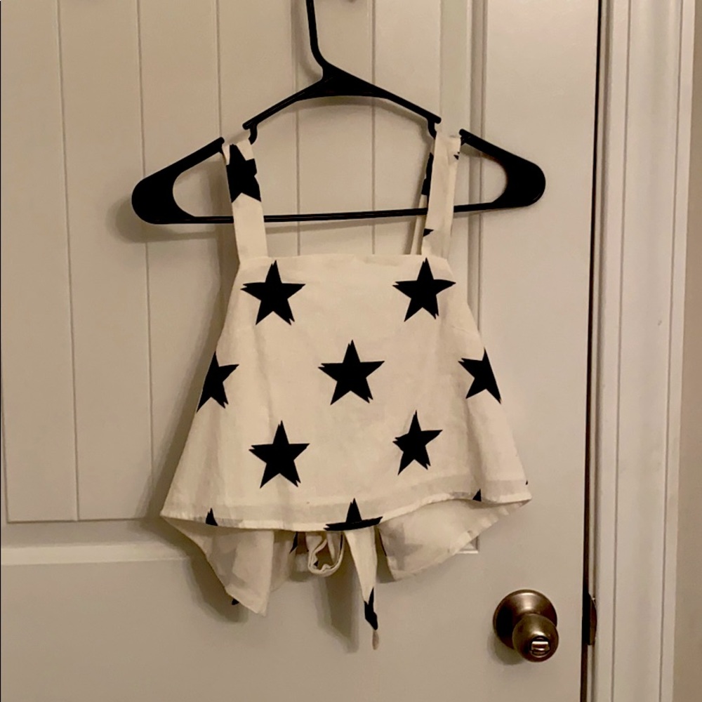 Black and white STAR crop top